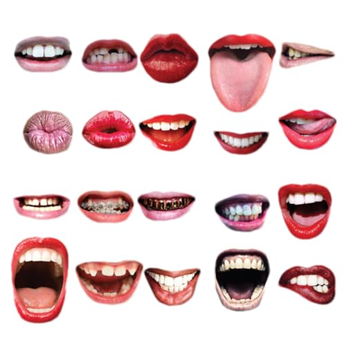 Fotokabinen-Zubehör-Set, Mund und Lippen, lustiges Fotokabinen-Zubehör, 20 x Lippenzubehör mit Stab – Zubehör für Selfie, Freunde von Generic