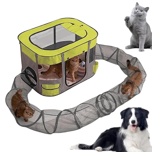 Freilaufgehege für Katzen mit Tunnel | Tragbares Tunnelzelt für kleine Tiere | einfache Installation, großer Raum für Garten Balkon Freilaufgehege für Katzen mit Tunnel | Tragbares Tunnelzelt für kleine Tiere | einfache Installation, großer Raum für Garten Balkon von Generic