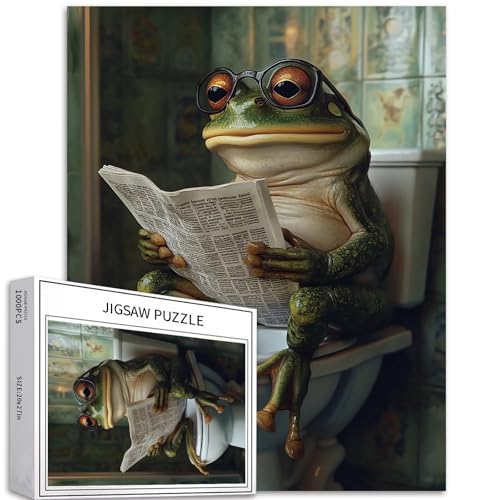 Frosch-Lese-Zeitung, Puzzle für Erwachsene, Badezimmer, Hintergrund, Kunst, Puzzle, anspruchsvolle Familienaktivitäten, bunt, Bastelpuzzle für Heimdekoration, Geschenke, 50 x 70 cm, 1000 Teile Frosch-Lese-Zeitung, Puzzle für Erwachsene, Badezimmer, Hintergrund, Kunst, Puzzle, anspruchsvolle Familienaktivitäten, bunt, Bastelpuzzle für Heimdekoration, Geschenke, 50 x 70 cm, 1000 Teile von Generic