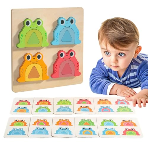 Frosch-Puzzle aus Holz, Frosch-Puzzles | Lernpuzzle mit 20 doppelseitigen Karten – Frosch-Puzzle, verschiedene Formen zur Farberkennung Frosch-Puzzle aus Holz, Frosch-Puzzles | Lernpuzzle mit 20 doppelseitigen Karten – Frosch-Puzzle, verschiedene Formen zur Farberkennung von Generic