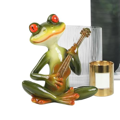 Frosch-Statue - Niedliche Harz Garten-Frosch-Skulpturen, die Musikinstrumente, einzigartige wetterfeste Außendekorationen für Rasen, Terrasse und Garten spielen | Entzückende Gartenkunst für Innen und von Generic