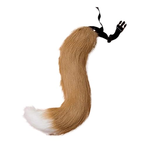 Fuchsschwanz Kunstpelz Tier Fuchs Wolf Katze Kostüm Schwanz 50cm Plüsch Tierschwanz Kunstfell Wolfsschwanz Katzewanz Karneval Halloween Party Dress Up Fasching Mottoparty Verkleidung (A-Braun2) von Generic