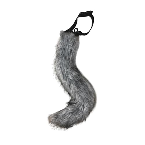 Fuchsschwanz Kunstpelz Tier Fuchs Wolf Katze Kostüm Schwanz 50cm Plüsch Tierschwanz Kunstfell Wolfsschwanz Katzewanz Karneval Halloween Party Dress Up Fasching Mottoparty Verkleidung (A-Grau) von Generic