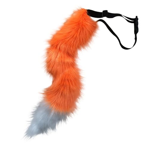 Fuchsschwanz Kunstpelz Tier Fuchs Wolf Katze Kostüm Schwanz 50cm Plüsch Tierschwanz Kunstfell Wolfsschwanz Katzewanz Karneval Halloween Party Dress Up Fasching Mottoparty Verkleidung (A-Orange) von Generic