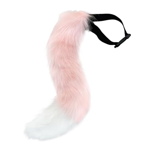 Fuchsschwanz Kunstpelz Tier Fuchs Wolf Katze Kostüm Schwanz 50cm Plüsch Tierschwanz Kunstfell Wolfsschwanz Katzewanz Karneval Halloween Party Dress Up Fasching Mottoparty Verkleidung (A-Rosa) von Generic