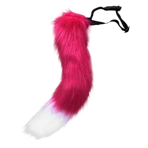Fuchsschwanz Kunstpelz Tier Fuchs Wolf Katze Kostüm Schwanz 50cm Plüsch Tierschwanz Kunstfell Wolfsschwanz Katzewanz Karneval Halloween Party Dress Up Fasching Mottoparty Verkleidung (B-Hotpink) von Generic