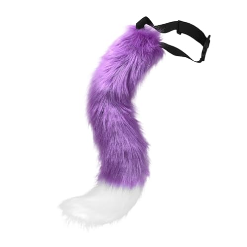 Fuchsschwanz Kunstpelz Tier Fuchs Wolf Katze Kostüm Schwanz 50cm Plüsch Tierschwanz Kunstfell Wolfsschwanz Katzewanz Karneval Halloween Party Dress Up Fasching Mottoparty Verkleidung (B-Lila) von Generic