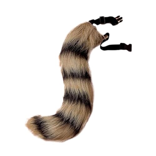 Fuchsschwanz Kunstpelz Tier Fuchs Wolf Katze Kostüm Schwanz 50cm Plüsch Tierschwanz Kunstfell Wolfsschwanz Katzewanz Karneval Halloween Party Dress Up Fasching Mottoparty Verkleidung (B-Streifen) von Generic