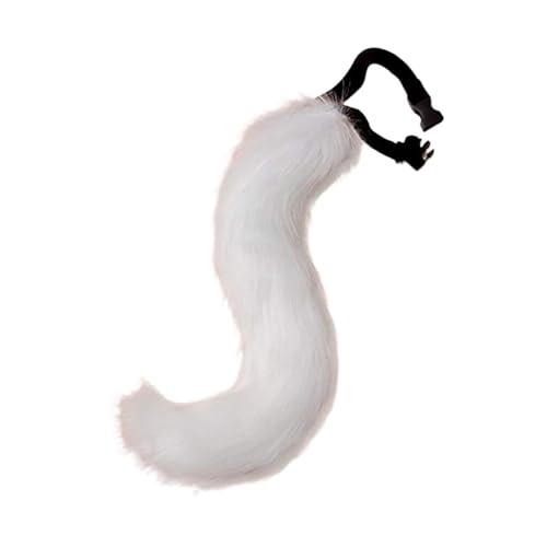 Fuchsschwanz Kunstpelz Tier Fuchs Wolf Katze Kostüm Schwanz 50cm Plüsch Tierschwanz Kunstfell Wolfsschwanz Katzewanz Karneval Halloween Party Dress Up Fasching Mottoparty Verkleidung (B-Weiß) von Generic