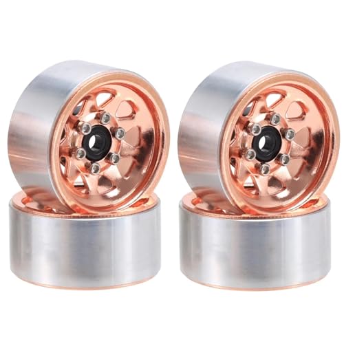 Für Axial Für SCX24 AX24 Für TRX4-M 1/18 1/24 1,0 "Beadlock Felge Deep Dish Gestempelt Stahl Hub RC Crawler Auto Upgrade Teile RC Zubehör(Brass) von Generic