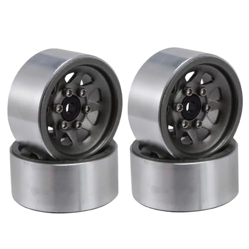 Für Axial Für SCX24 AX24 Für TRX4-M 1/18 1/24 1,0 "Beadlock Felge Deep Dish Gestempelt Stahl Hub RC Crawler Auto Upgrade Teile RC Zubehör(Gray) von Generic