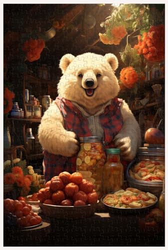 Für Erwachsene, 1000-teiliges Holzpuzzle, für den schrulligen Bären, der in der Küche kocht, Possen, Tierpuzzles (c ; 1000) von Generic