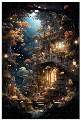 Für Erwachsene, 1000-teiliges Holzpuzzle, für verträumte Märchenhütte im zauberhaften Märchenbuch, Landschaftspuzzle (c ; 1000) von Generic