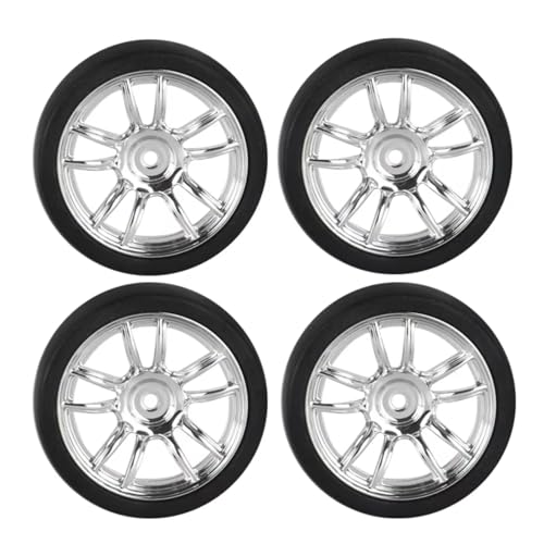 Für LDRC AE86 A86 LD1801 LD1802 LD1803 LD1804 A01 A02 1/18 4 Stücke 31mm RC Harte Drift Reifen Rad Harte Reifen RC Auto Upgrade Teile RC Zubehör(Silver 4) von Generic