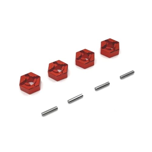 Für SCY 16101 16102 16103 16104 16106 16201 1/16 Metall 12mm Rad Hex Hub Adapter RC Auto Upgrade Teile Zubehör RC Zubehör(Red) von Generic