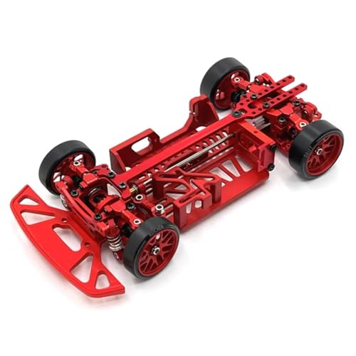Für WLtoys Für Mosquito Auto Für Kyosho Für Mini-Q9 1/28 4WD Metall Upgrade Multi Radstand Rahmen RC Auto Teile RC Zubehör(Red) von Generic