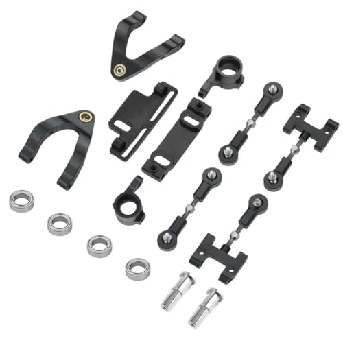 Für WPL D12 D22 D32 D42 1/10 Metall Lenkung Tasse Oberen Unteren Arm Lenkung Slider Drehen Block RC Auto Upgrades Teile Zubehör RC Zubehör(Black) von Generic