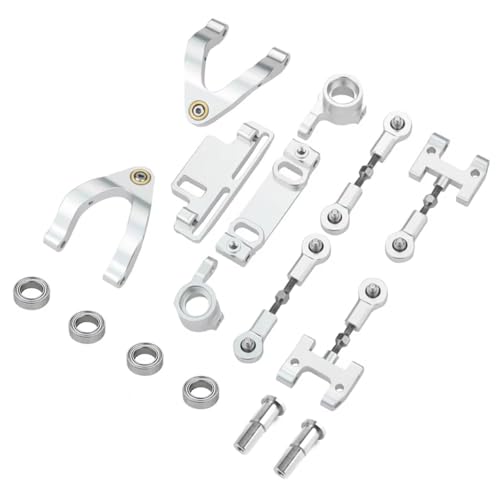Für WPL D12 D22 D32 D42 1/10 Metall Lenkung Tasse Oberen Unteren Arm Lenkung Slider Drehen Block RC Auto Upgrades Teile Zubehör RC Zubehör(Silver) von Generic