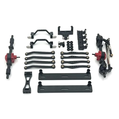 Für WPL Für C64 C64-1 1/16 RC Auto Upgrade Teile Metall Vorder- Und Hinterachse Für Chassis Link Stange Zug Stange Montieren Seite Pedal Shock Mount Set RC Zubehör(Black) von Generic