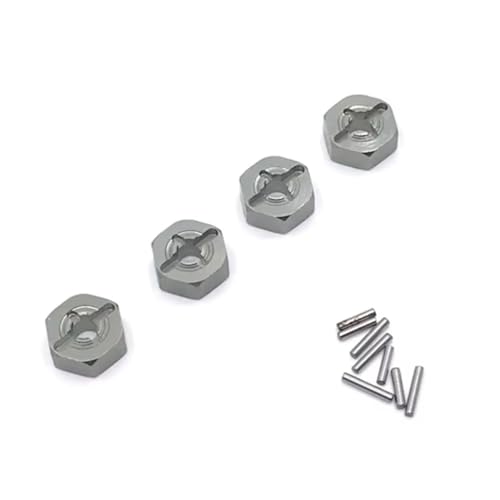 Für Wltoys 144001 144010 124007 124016 124018 124019 A949 A959 A959-B Metall 12mm Rad Hex Hub Adapter Combiner RC Auto Upgrade Teile RC Zubehör(Gray) von Generic