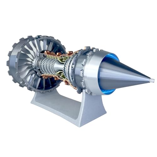 Funktionsfähiges Modell eines Flugzeugturbinentriebwerks, Mechanische Lernhilfe mit Einstellbarer Geschwindigkeit, LED-Heckflamme, Geschenkdeko, Kein Zusammenbau erforderlich(LED Blue) von Generic