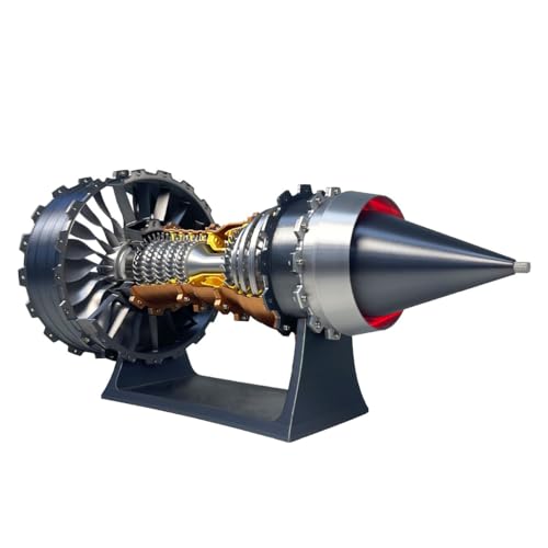 Funktionsfähiges Modell eines Flugzeugturbinentriebwerks, Mechanische Lernhilfe mit Einstellbarer Geschwindigkeit, LED-Heckflamme, Geschenkdeko, Kein Zusammenbau erforderlich(LED Red) von Generic