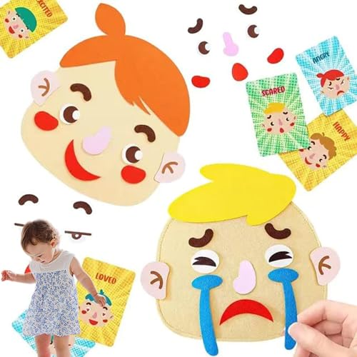 Funny Faces Games - Emoticon Sticker Kit für Kinder, Social Emotional Learning Tool | Interactive Filz Aufkleberspiel für Multiplayer -Spaß, Schule, Park, Auto, Zuhause und Outdoor -Spiel von Generic
