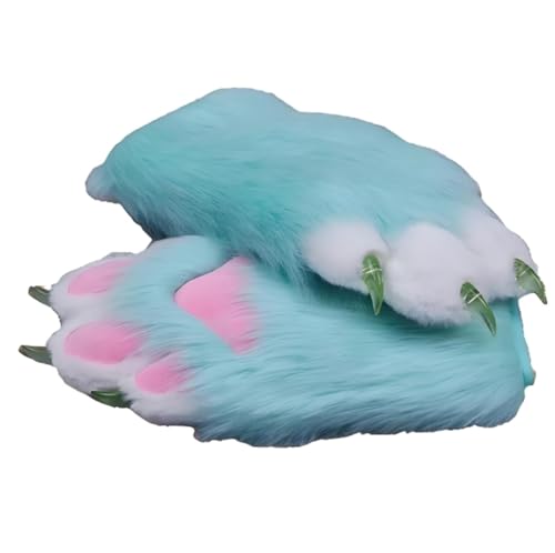 Furry Fursuit Paw Handschuhe, Faux Pel Cat Paw Tierpfote, flauschige Fursuitpfote, handgefertigtes Kunstpelz für Erwachsene Unisex Cosplay Comic Con von Generic