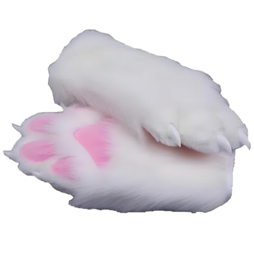 Furry Fursuit Paw Handschuhe, Faux Pel Cat Paw Tierpfote, flauschige Fursuitpfote, handgefertigtes Kunstpelz für Erwachsene Unisex Cosplay Comic Con von Generic