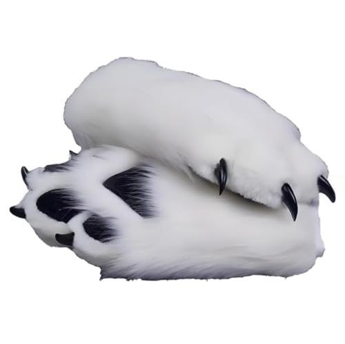 Furry Fursuit Paw Handschuhe, Faux Pel Cat Paw Tierpfote, flauschige Fursuitpfote, handgefertigtes Kunstpelz für Erwachsene Unisex Cosplay Comic Con von Generic