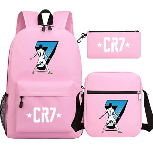 Fußball Stern Muster Casual Rucksack, 3-teiliges Set für Teenager Studenten Rucksäcke(P) von Generic