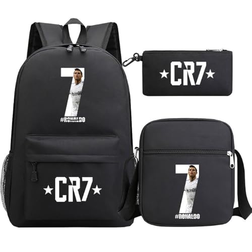 Fußball Stern Muster Casual Rucksack, 3-teiliges Set für Teenager Studenten Rucksäcke(S) von Generic