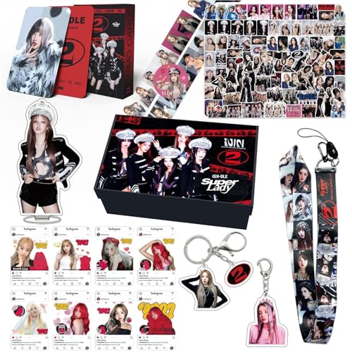 GIDLE 2. Geschenkset, GIDLE-Album, K-Pop-Merchandise, Fotokarten, SOYEO YUQI, Minnie SHUHUA MIYEON-Merch(Black-YUQI) von Generic