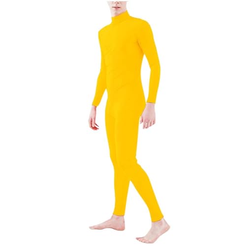 Ganzkörperanzug Alien Kostüm Cosplay Overall Party Kostüm Kopflos Ganzkörper Jumpsuit Einteiler Body Suit Karneval Cosplay Suit Cosplay Zentai Overall Herren Damen Einteiler Jumpsuit (Yellow, L) von Generic