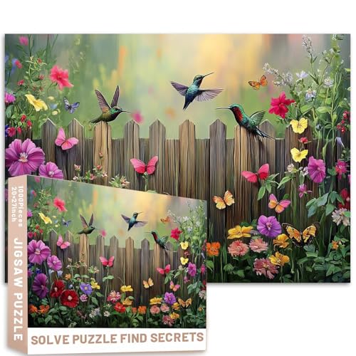 Gartenzaun, Kolibri-Puzzle, 1000 Teile, Holz-Symmetrie, Blume, Ölkunst, 50 x 70 cm, anspruchsvolle Familienaktivitäten, bunt, DIY-Bastelpuzzle für Heimdekoration, Geschenke Gartenzaun, Kolibri-Puzzle, 1000 Teile, Holz-Symmetrie, Blume, Ölkunst, 50 x 70 cm, anspruchsvolle Familienaktivitäten, bunt, DIY-Bastelpuzzle für Heimdekoration, Geschenke von Generic