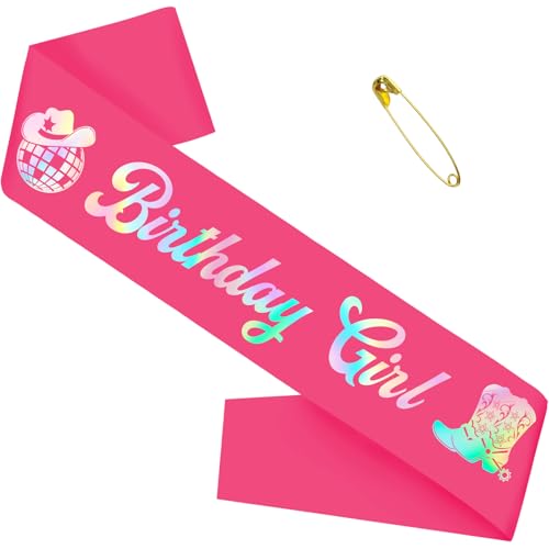Geburtstag Mädchen Schärpe mit schillerndem Blatt, Hot Pink, Lustige Disco Party Schärpe für Frauen Mädchen Teenager Mädchen 16 18 21 30 40 50 Jahre Geburtstag Partyideen Geschenke von Generic