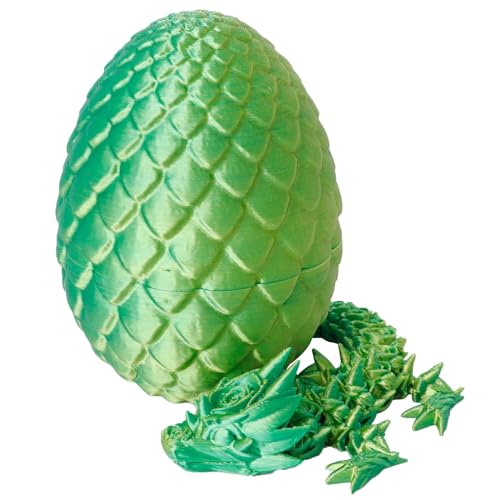 Gedruckter Drachen mit Ei, Regenbogen Drachenei mit Drachen im Inneren, Bewegliches Kristall Ostern Drachenei, Flexiblen Drachen Figuren Fidget Toy, für Kinder & Geschenke (Grün) von Generic