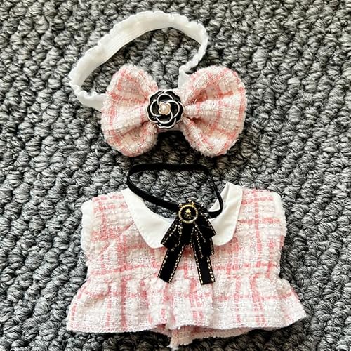 Geeignet für 17 cm große Trend-Puppen-Kleidungsset, Pullover, Gitarre, Xiaoxiangfeng (Rosa), Goldpuder, Familien-Set von Generic