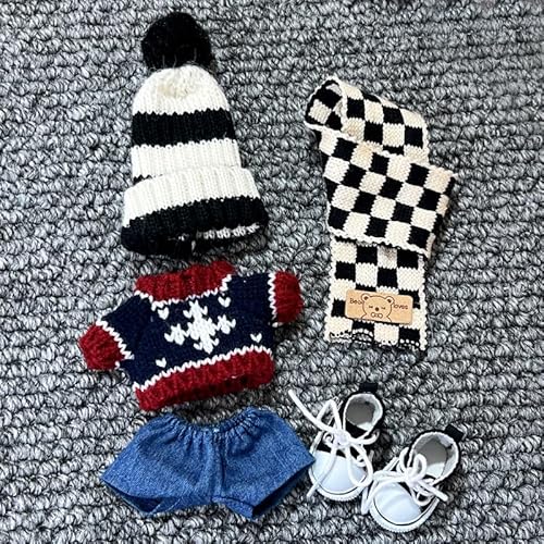 Geeignet für 17 cm große Trendpuppen-Kleidungsset, Pullover, Gitarre, Xiaoxiangfeng (fünfteiliges Set mit roten und blauen Pullovern) von Generic
