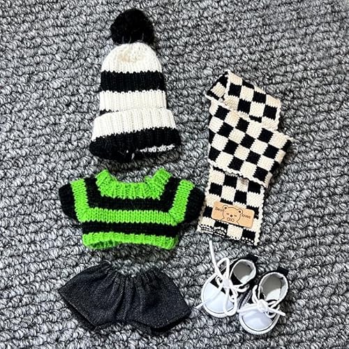 Geeignet für 17 cm große Trendpuppen-Kleidungsset, Pullover, Gitarre, Xiaoxiangfeng (grüner und schwarzer Pullover, fünfteiliges Set) von Generic