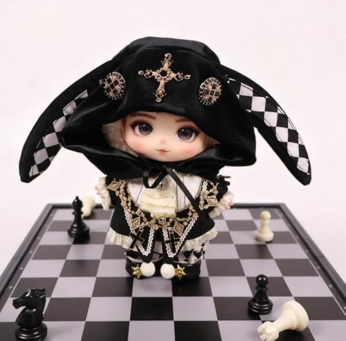 Geeignet für 17 cm große Trendpuppen Royalty Nobility King Court Kleidung Hosen Hut Zepter Umhang Rock (dunkler Anzug) von Generic