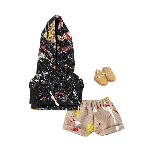 Geeignet für 17 cm trendige Puppen, Spritztinten-Serie, Kleidung, Hosen, Schuhe, Brillen (Blumen-Tinte, schwarz) von Generic