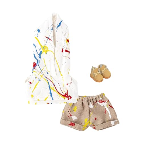Geeignet für 17 cm trendige Puppen, Spritztinten-Serie, Kleidung, Hosen, Schuhe, Brillen (Splash Ink White) von Generic