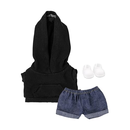 Geeignet für 17 cm trendige Puppen, Spritztinten-Serie, Kleidung, Hosen, Schuhe, Brillen (schwarzer Badezimmerbezug) von Generic