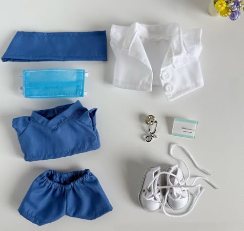 Geeignet für 17 cm trendige Puppen-Arzt, professionelle Kleidung, Hosen, Schuhe (weiße Schuhe + dunkelblaues Set (kostenlose Brosche) von Generic