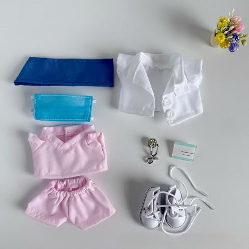 Geeignet für 17 cm trendige Puppen-Arzt, professionelle Kleidung, Hosen, Schuhe (weiße Schuhe + rosa Set (kostenlose Brosche)) von Generic