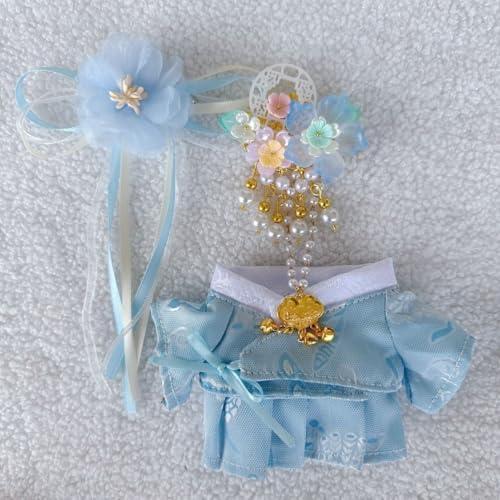Geeignet für 17 cm trendige Puppen-Kimono, Hanfu Court, ethnische Kleidung, Schuhe (Blue Hanfu) von Generic