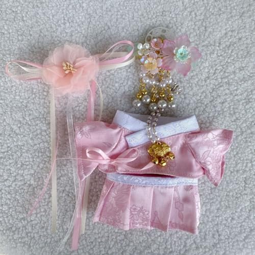 Geeignet für 17 cm trendige Puppen-Kimono, Hanfu Court, ethnische Kleidung, Schuhe (Pink Hanfu) von Generic