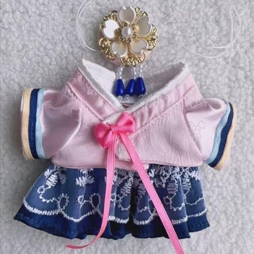 Geeignet für 17 cm trendige Puppen-Kimono, Hanfu Court, ethnische Kleidung, Schuhe (blauer Hanbok) von Generic