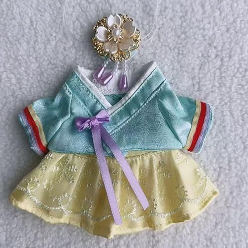 Geeignet für 17 cm trendige Puppen-Kimono, Hanfu Court, ethnische Kleidung, Schuhe (gelber Hanbok) von Generic